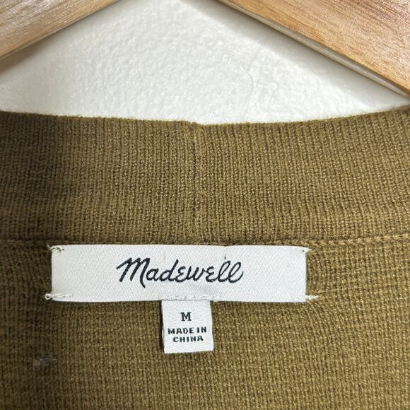 MADEWELL Miller Cardigan Sweater Golden Spinach Olive Green Sz M {3Y14} - Picture 5 of 7